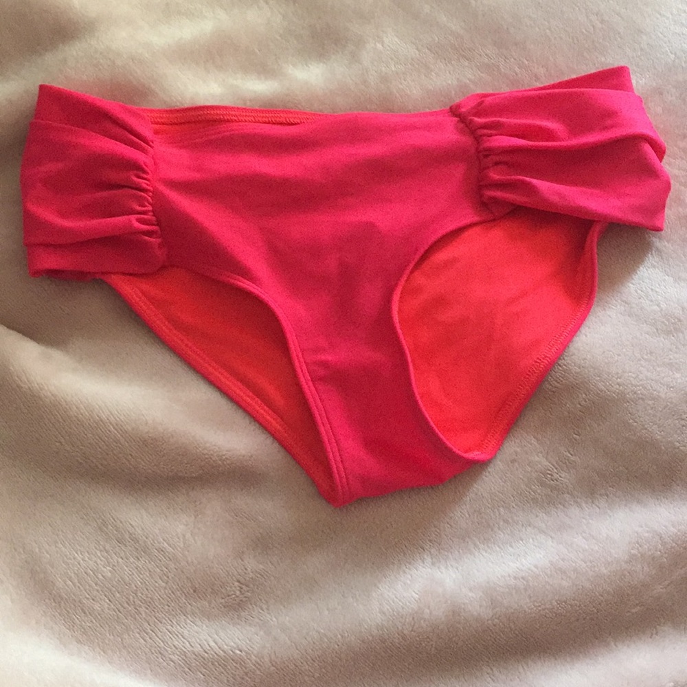 pink ruffle side bikini bottom
